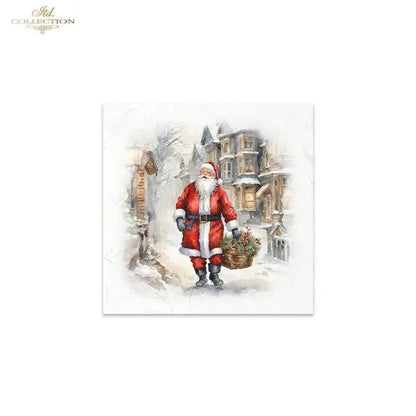 ITD Collection, Rice Paper, Mini Set, Decoupage, Mixed Media, 6 sheets, Christmas Santa Claus ITD Collection