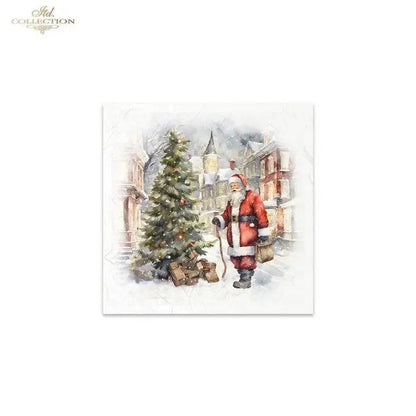 ITD Collection, Rice Paper, Mini Set, Decoupage, Mixed Media, 6 sheets, Christmas Santa Claus ITD Collection