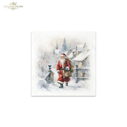 ITD Collection, Rice Paper, Mini Set, Decoupage, Mixed Media, 6 sheets, Christmas Santa Claus ITD Collection