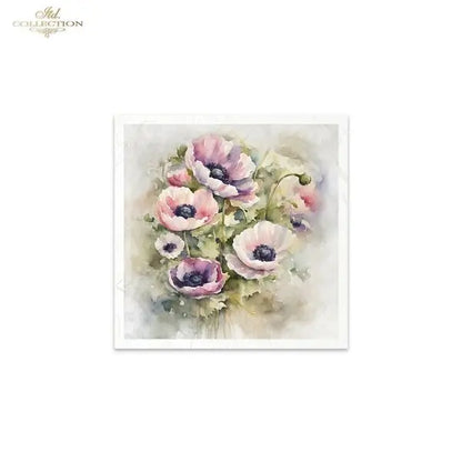 ITD Collection, Rice Paper, Mini Set, Decoupage, Mixed Media, Flowers, Floral Arrangement, Water color, RSM144, 6 sheets, 5.8 x 5.8 ITD Collection