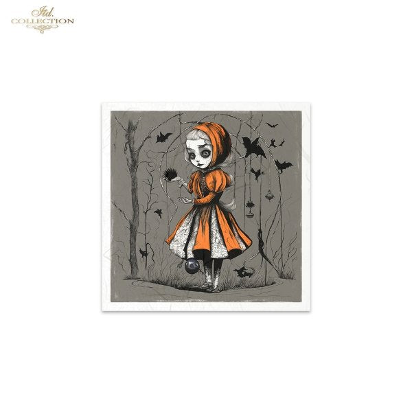 ITD Collection, Rice Paper, Mini Set, Decoupage, Mixed Media, RSM153, 6 sheets,  5.8 x5.8 Halloween, Haunted House, Characters, Dark, Gothic