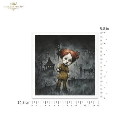 ITD Collection, Rice Paper, Mini Set, Decoupage, Mixed Media, RSM154, 6 sheets, 5.8 x5.8, Halloween, Haunted House, Characters, Dark, Gothic ITD Collection