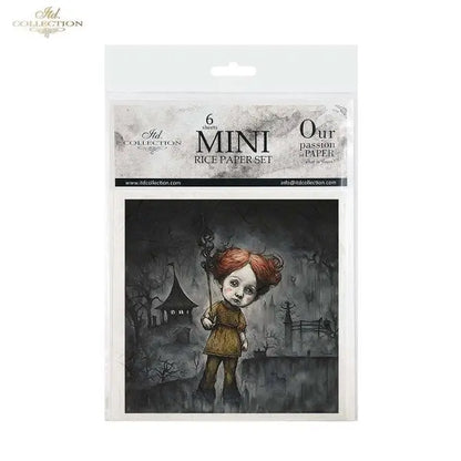 ITD Collection, Rice Paper, Mini Set, Decoupage, Mixed Media, RSM154, 6 sheets, 5.8 x5.8, Halloween, Haunted House, Characters, Dark, Gothic ITD Collection
