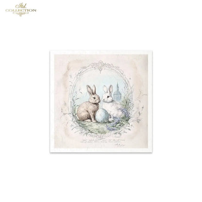 ITD Collection, Rice Paper, Mini Set, Rabbits, Bunnies, Easter, Rounds, Floral, 6 Sheets, 5x8, RSM119, Decoupage, Mixed Media, RSM157 ITD Collection