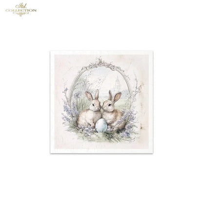 ITD Collection, Rice Paper, Mini Set, Rabbits, Bunnies, Easter, Rounds, Floral, 6 Sheets, 5x8, RSM119, Decoupage, Mixed Media, RSM157 ITD Collection
