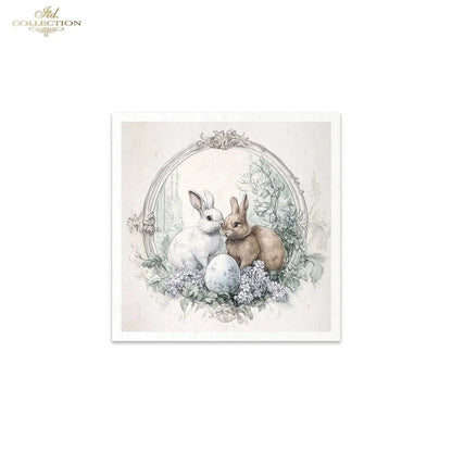 ITD Collection, Rice Paper, Mini Set, Rabbits, Bunnies, Easter, Rounds, Floral, 6 Sheets, 5x8, RSM119, Decoupage, Mixed Media, RSM157 ITD Collection