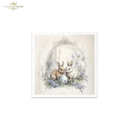 ITD Collection, Rice Paper, Mini Set, Rabbits, Bunnies, Easter, Rounds, Floral, 6 Sheets, 5x8, RSM119, Decoupage, Mixed Media, RSM157 ITD Collection