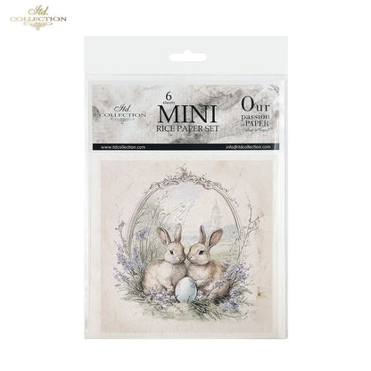 ITD Collection, Rice Paper, Mini Set, Rabbits, Bunnies, Easter, Rounds, Floral, 6 Sheets, 5x8, RSM119, Decoupage, Mixed Media, RSM157 ITD Collection