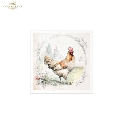 ITD Collection, Rice Paper, Mini Set, Chickens, Hens, Chicks, Rounds, Floral, 6 Sheets, 5x8, RSM119, Decoupage, Mixed Media, RSM158 ITD Collection