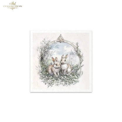 ITD Collection, Rice Paper, Mini Set, Rabbits, Bunnies, Easter, Rounds, Floral, 6 Sheets, 5x8, RSM119, Decoupage, Mixed Media, RSM160 ITD Collection