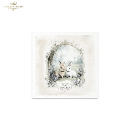 ITD Collection, Rice Paper, Mini Set, Rabbits, Bunnies, Easter, Rounds, Floral, 6 Sheets, 5x8, RSM119, Decoupage, Mixed Media, RSM160 ITD Collection