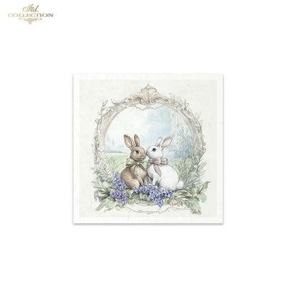 ITD Collection, Rice Paper, Mini Set, Rabbits, Bunnies, Easter, Rounds, Floral, 6 Sheets, 5x8, RSM119, Decoupage, Mixed Media, RSM160 ITD Collection