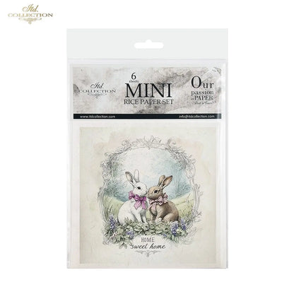 ITD Collection, Rice Paper, Mini Set, Rabbits, Bunnies, Easter, Rounds, Floral, 6 Sheets, 5x8, RSM119, Decoupage, Mixed Media, RSM160 ITD Collection