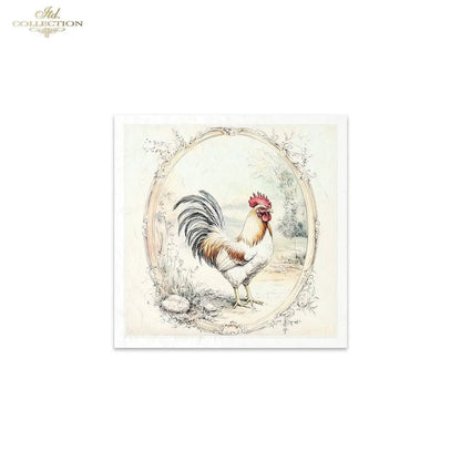 ITD Collection, Rice Paper, Mini Set, Roosters, Hens, Chicks, Rounds, Floral, 6 Sheets, 5x8, RSM119, Decoupage, Mixed Media, RSM161 ITD Collection