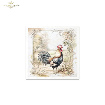 ITD Collection, Rice Paper, Mini Set, Roosters, Hens, Chicks, Rounds, Floral, 6 Sheets, 5x8, RSM119, Decoupage, Mixed Media, RSM161 ITD Collection