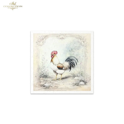 ITD Collection, Rice Paper, Mini Set, Roosters, Hens, Chicks, Rounds, Floral, 6 Sheets, 5x8, RSM119, Decoupage, Mixed Media, RSM161 ITD Collection