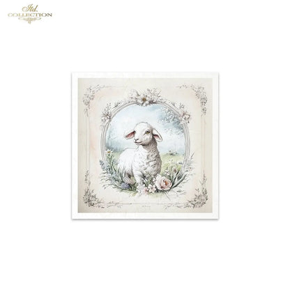 ITD Collection, Rice Paper, Mini Set, Lamb, Goats, Rams, Sheep, Rounds, Floral, 6 Sheets, 5x8, RSM119, Decoupage, Mixed Media, RSM164 ITD Collection