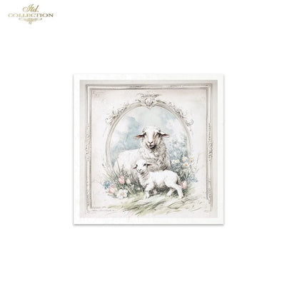 ITD Collection, Rice Paper, Mini Set, Lamb, Goats, Rams, Sheep, Rounds, Floral, 6 Sheets, 5x8, RSM119, Decoupage, Mixed Media, RSM164 ITD Collection