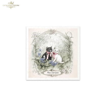 ITD Collection, Rice Paper, Mini Set, Cats, Kittens, Home Sweet Home, Rounds, Floral, 6 Sheets, 5x8, RSM119, Decoupage, Mixed Media, RSM165 ITD Collection