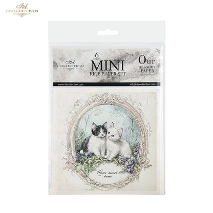 ITD Collection, Rice Paper, Mini Set, Cats, Kittens, Home Sweet Home, Rounds, Floral, 6 Sheets, 5x8, RSM119, Decoupage, Mixed Media, RSM165 ITD Collection