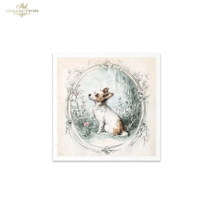 ITD Collection, Rice Paper, Mini Set, Dogs, Puppies, Frames, Vintage Style, 6 Sheets, 5x8, RSM119, Decoupage, Mixed Media,  RSM166 ITD Collection