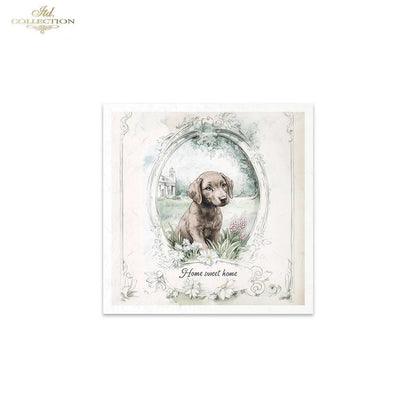 ITD Collection, Rice Paper, Mini Set, Dogs, Puppies, Frames, Vintage Style, 6 Sheets, 5x8, RSM119, Decoupage, Mixed Media,  RSM166 ITD Collection