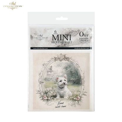 ITD Collection, Rice Paper, Mini Set, Dogs, Puppies, Frames, Vintage Style, 6 Sheets, 5x8, RSM119, Decoupage, Mixed Media,  RSM166 ITD Collection