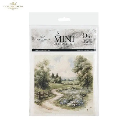 ITD Collection, Rice Paper, Mini Set, Decoupage, 6 sheets, Country Landscape, Cottage, Greenery, RSM170) ITD Collection