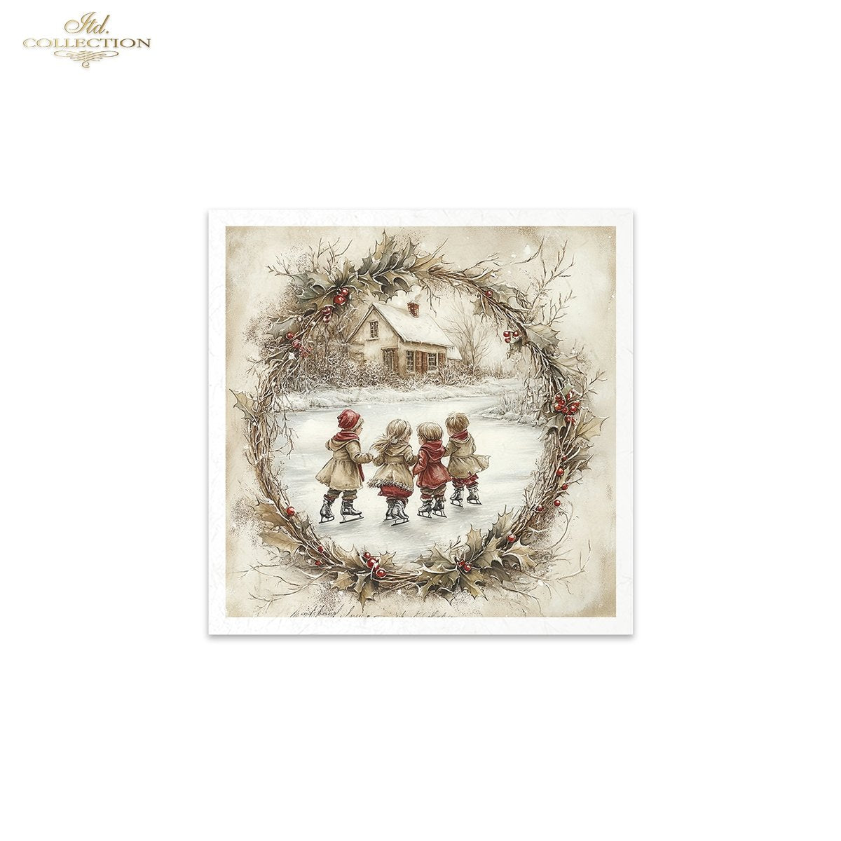 ITD Collection Rice Paper Mini Set | Decoupage, Mixed Media, Christmas Scenes, Churches, Wreaths, Landscapes, 6 Sheets 5.8 x 5.8 inches