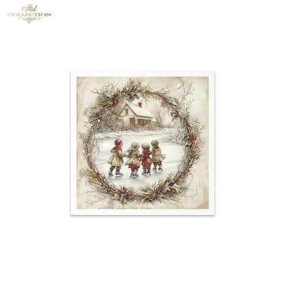 ITD Collection Rice Paper Mini Set | Decoupage, Mixed Media, Christmas Scenes, Churches, Wreaths, Landscapes, 6 Sheets 5.8 x 5.8 inches