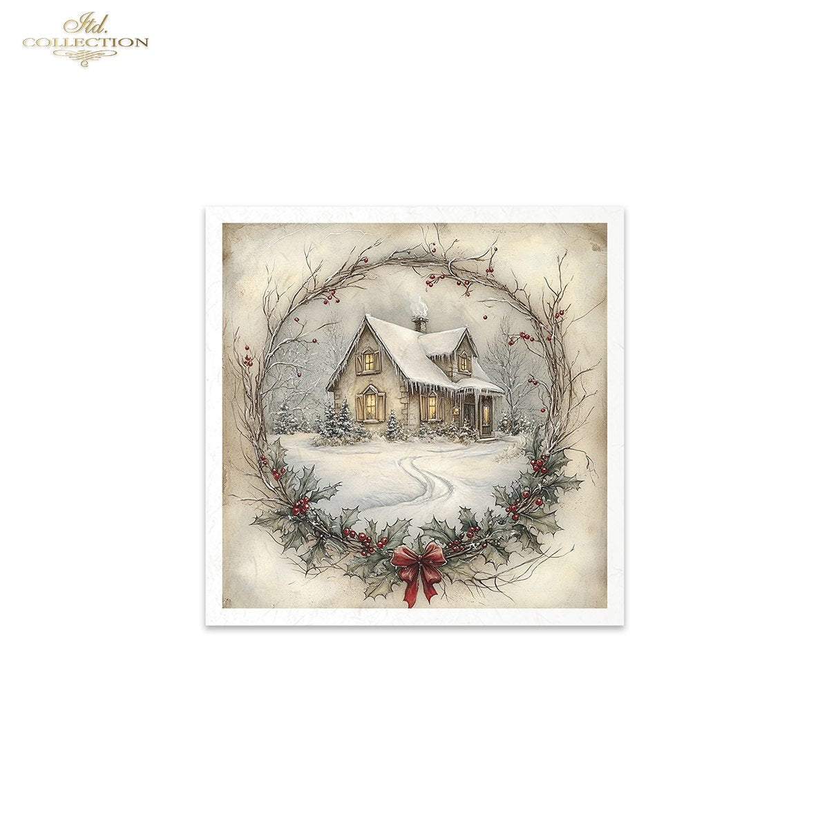ITD Collection Rice Paper Mini Set | Decoupage, Mixed Media, Christmas Scenes, Churches, Wreaths, Landscapes, 6 Sheets 5.8 x 5.8 inches