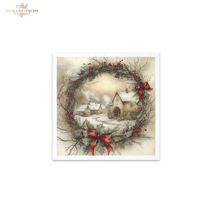 ITD Collection Rice Paper Mini Set | Decoupage, Mixed Media, Christmas Scenes, Churches, Wreaths, Landscapes, 6 Sheets 5.8 x 5.8 inches