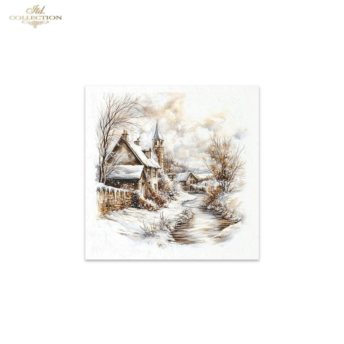 ITD Collection Rice Paper, Mini Set Winter Landscape Scenes, Mountains, 6 Sheets, 5x8, Decoupage, Mixed Media