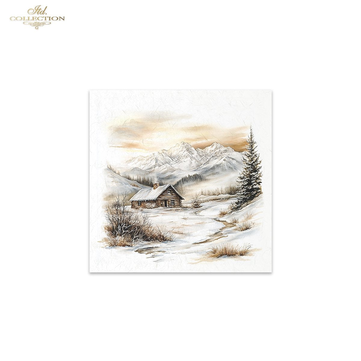 ITD Collection Rice Paper, Mini Set Winter Landscape Scenes, Mountains, 6 Sheets, 5x8, Decoupage, Mixed Media