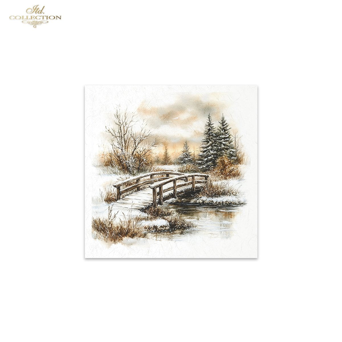 ITD Collection Rice Paper, Mini Set Winter Landscape Scenes, Mountains, 6 Sheets, 5x8, Decoupage, Mixed Media