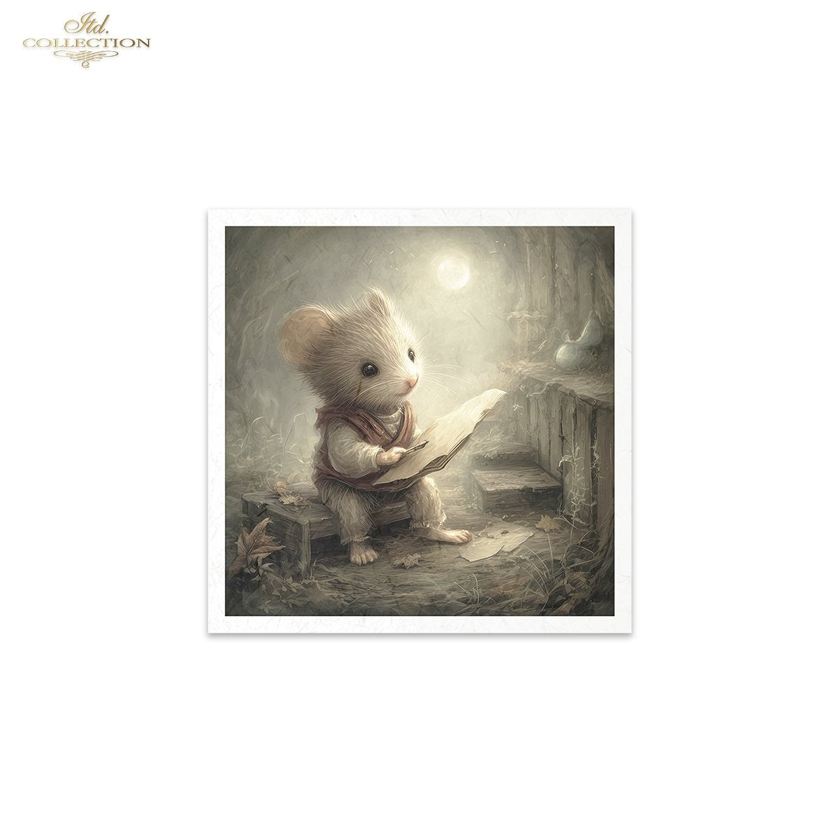 ITD Collection Rice Paper, Mini Set Vintage, Fairytale Mice, Home Mouse Scenes, 6 Sheets, 5x8, Decoupage, Mixed Media