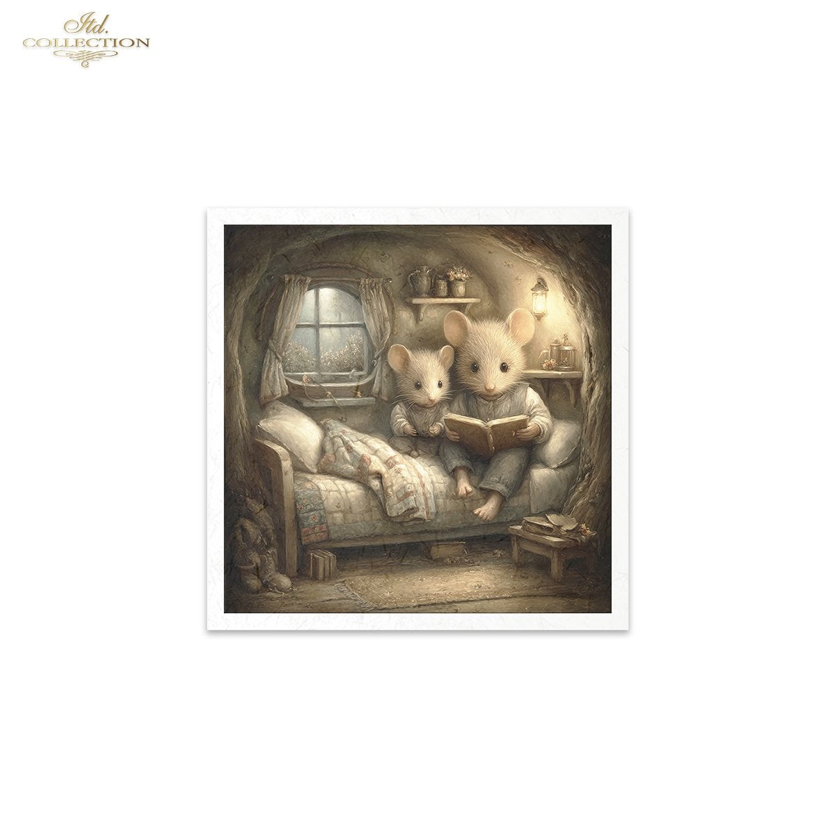ITD Collection Rice Paper, Mini Set Vintage, Fairytale Mice, Home Mouse Scenes, 6 Sheets, 5x8, Decoupage, Mixed Media