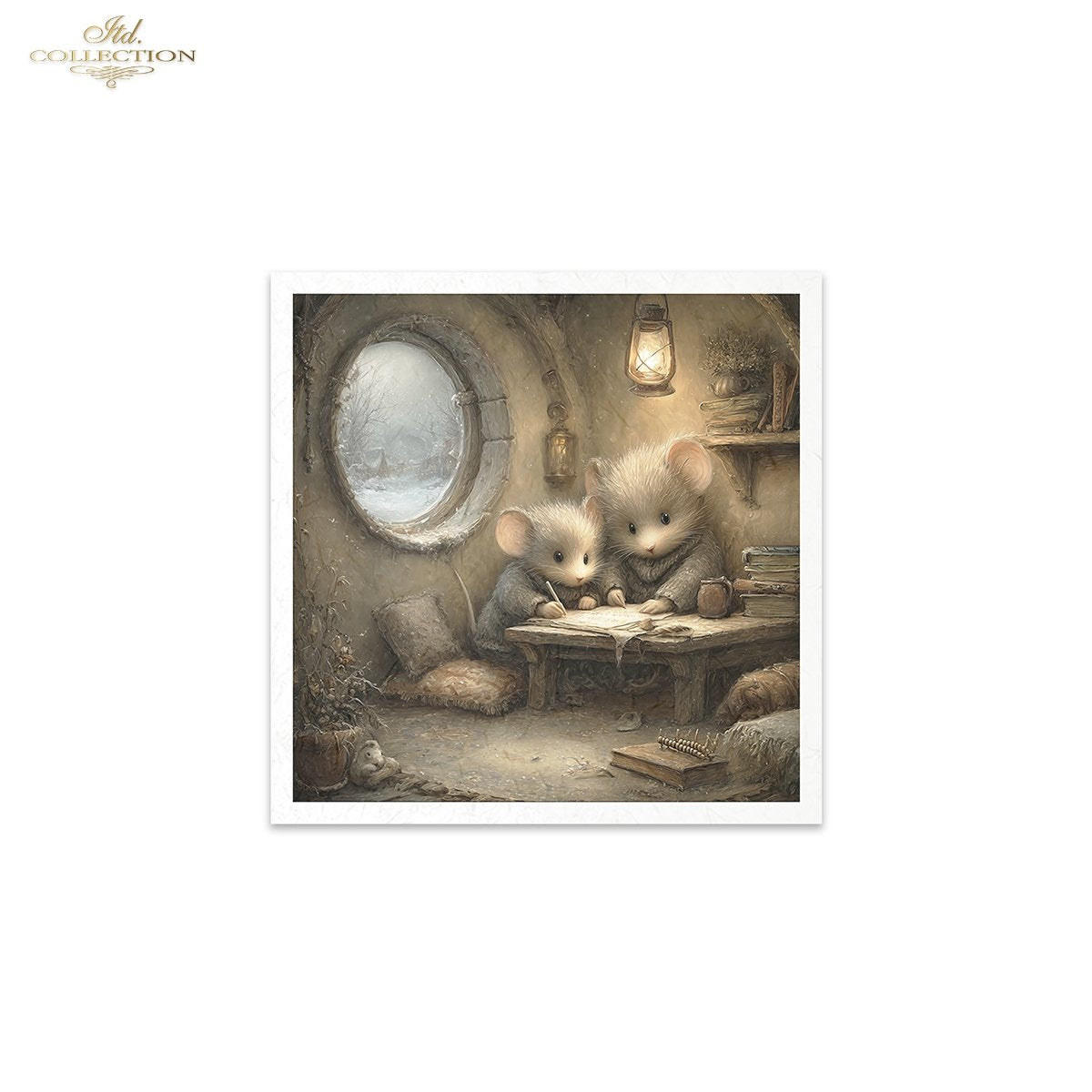 ITD Collection Rice Paper, Mini Set Vintage, Fairytale Mice, Home Mouse Scenes, 6 Sheets, 5x8, Decoupage, Mixed Media
