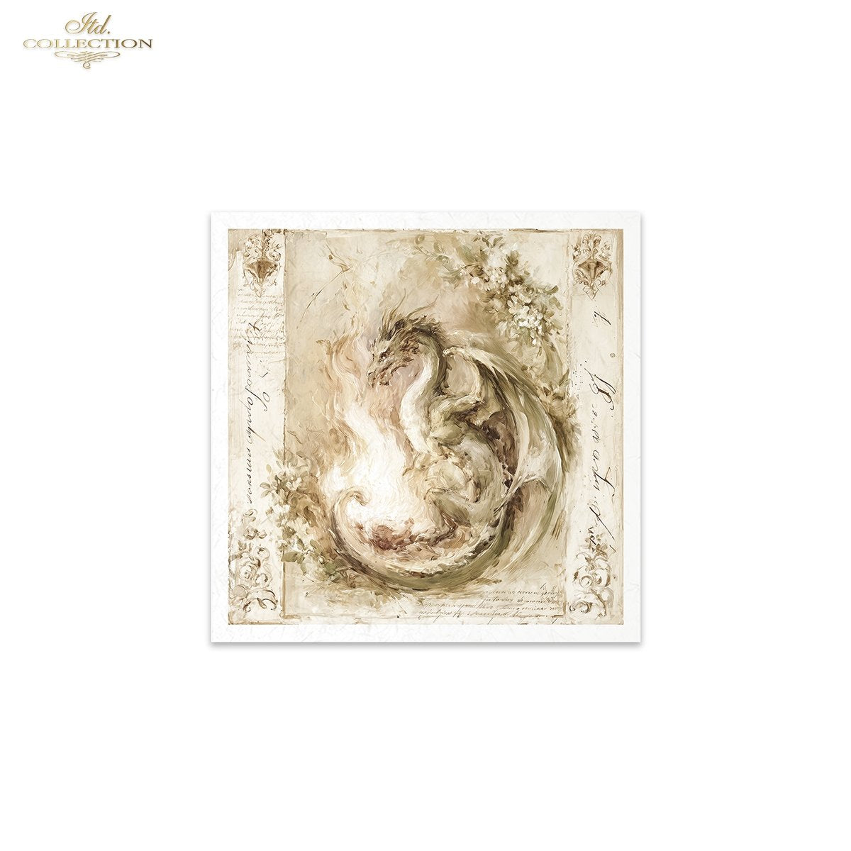 ITD Collection Rice Paper, Mini Set Watercolor Dragons, Fantasy, Mythical, Coat of Arms, 6 Sheets, 5x8, Decoupage, Mixed Media