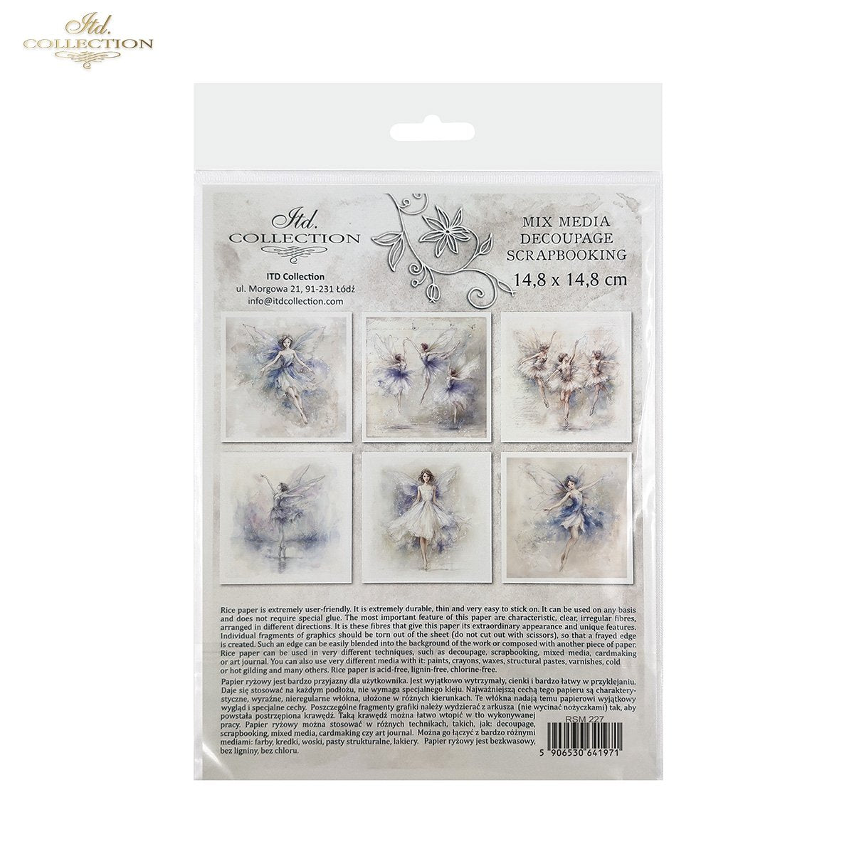 ITD Collection Rice Paper, Mini Set Fairy Ballet Dancers, 6 Sheets, 5x8, Decoupage, Mixed Media