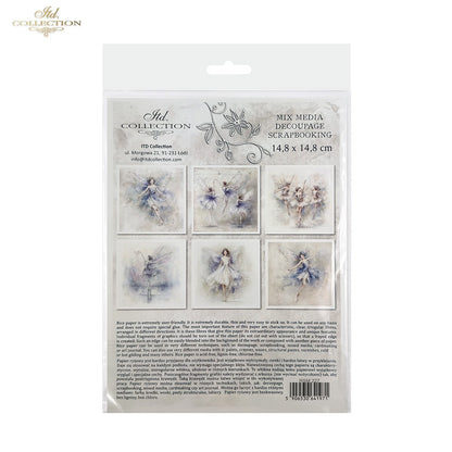 ITD Collection Rice Paper, Mini Set Fairy Ballet Dancers, 6 Sheets, 5x8, Decoupage, Mixed Media