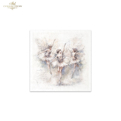 ITD Collection Rice Paper, Mini Set Fairy Ballet Dancers, 6 Sheets, 5x8, Decoupage, Mixed Media