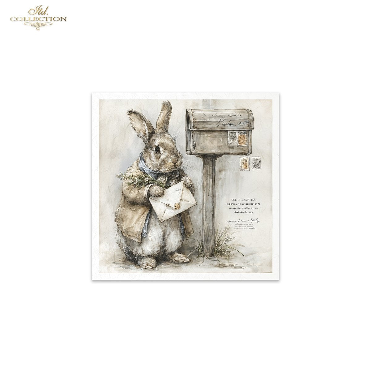 ITD Collection Rice Paper, Mini Set Vintage, Easter Bunnies, Portraits, 6 Sheets, 5x8, Decoupage, Mixed Media