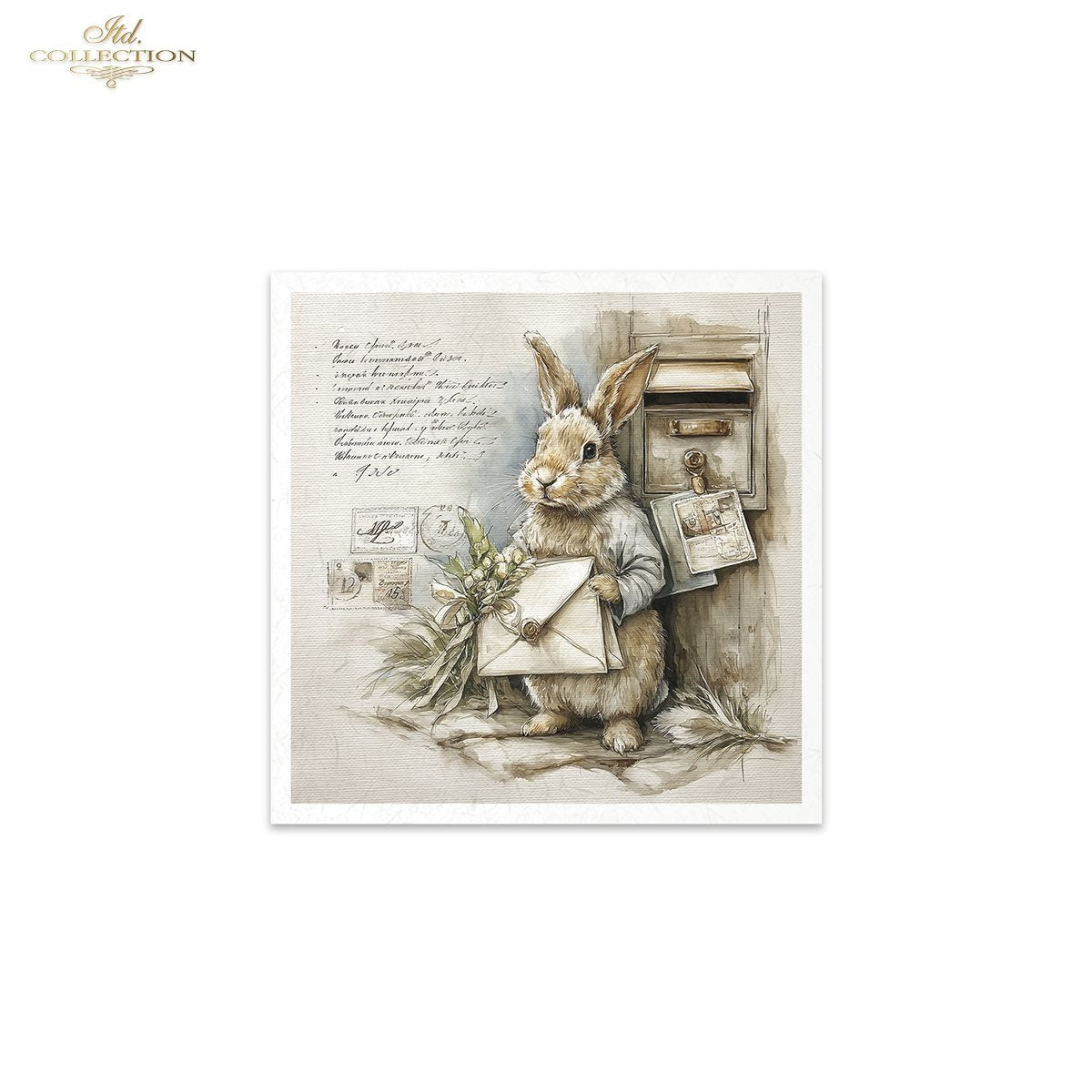 ITD Collection Rice Paper, Mini Set Vintage, Easter Bunnies, Portraits, 6 Sheets, 5x8, Decoupage, Mixed Media