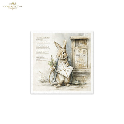 ITD Collection Rice Paper, Mini Set Vintage, Easter Bunnies, Portraits, 6 Sheets, 5x8, Decoupage, Mixed Media