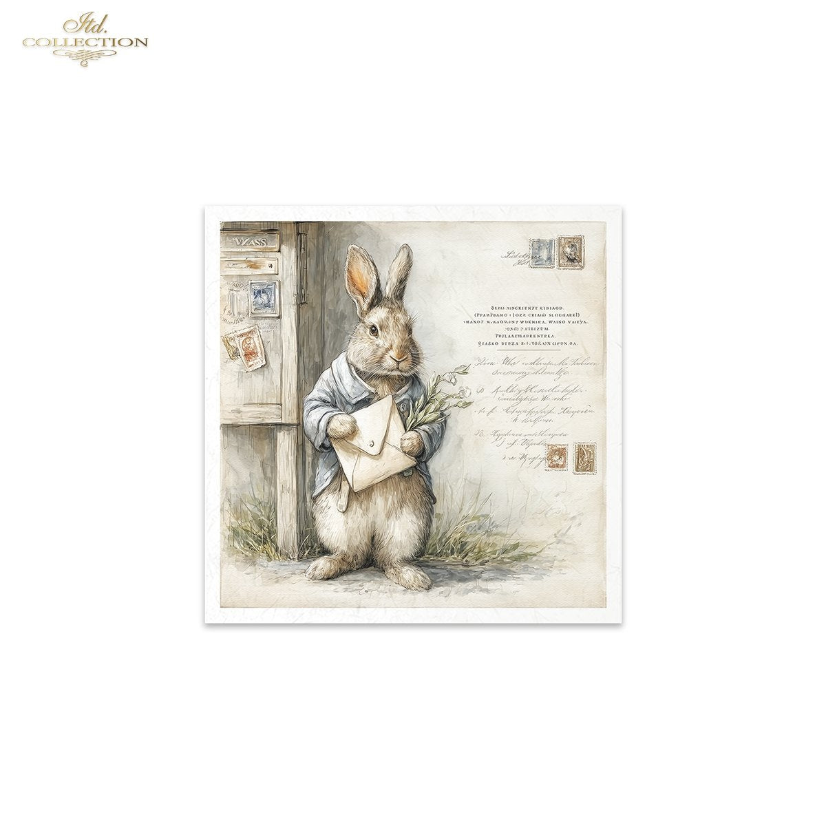 ITD Collection Rice Paper, Mini Set Vintage, Easter Bunnies, Portraits, 6 Sheets, 5x8, Decoupage, Mixed Media