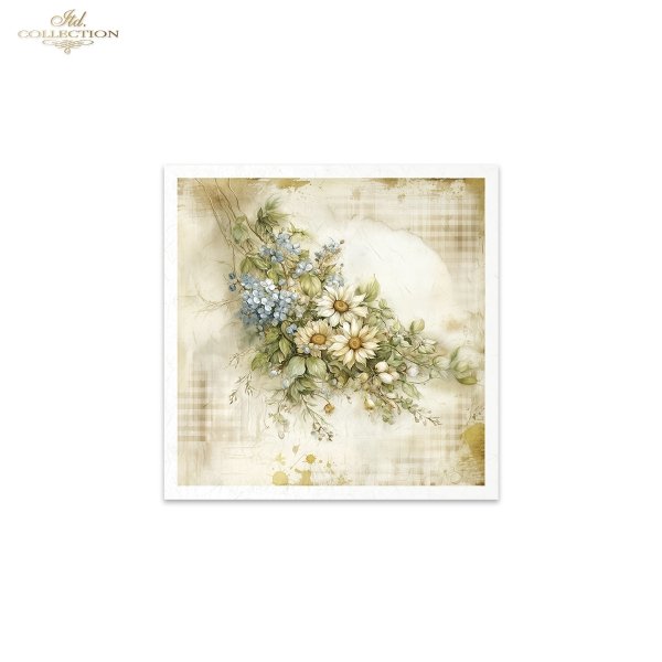 ITD Collection Rice Paper, Mini Set, Cottages, Florals, Spring Motifs, 6 Sheets, 5x8, Decoupage, Mixed Media