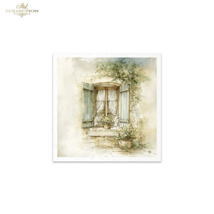ITD Collection Rice Paper, Mini Set, Cottages, Florals, Spring Motifs, 6 Sheets, 5x8, Decoupage, Mixed Media