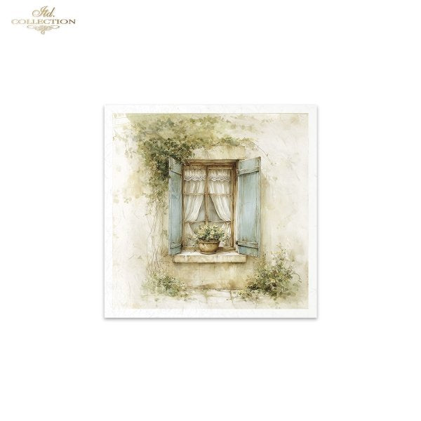 ITD Collection Rice Paper, Mini Set, Cottages, Florals, Spring Motifs, 6 Sheets, 5x8, Decoupage, Mixed Media