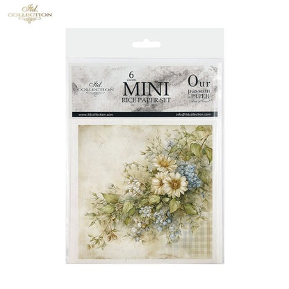 ITD Collection Rice Paper, Mini Set, Cottages, Florals, Spring Motifs, 6 Sheets, 5x8, Decoupage, Mixed Media